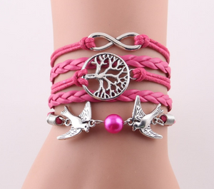 
            
                Load image into Gallery viewer, Infinity Tree with Birds Charm Bracelet
            
        