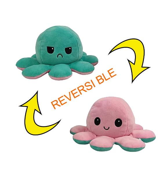 20cm Reversible Octopus Plushie - Happy/Angry