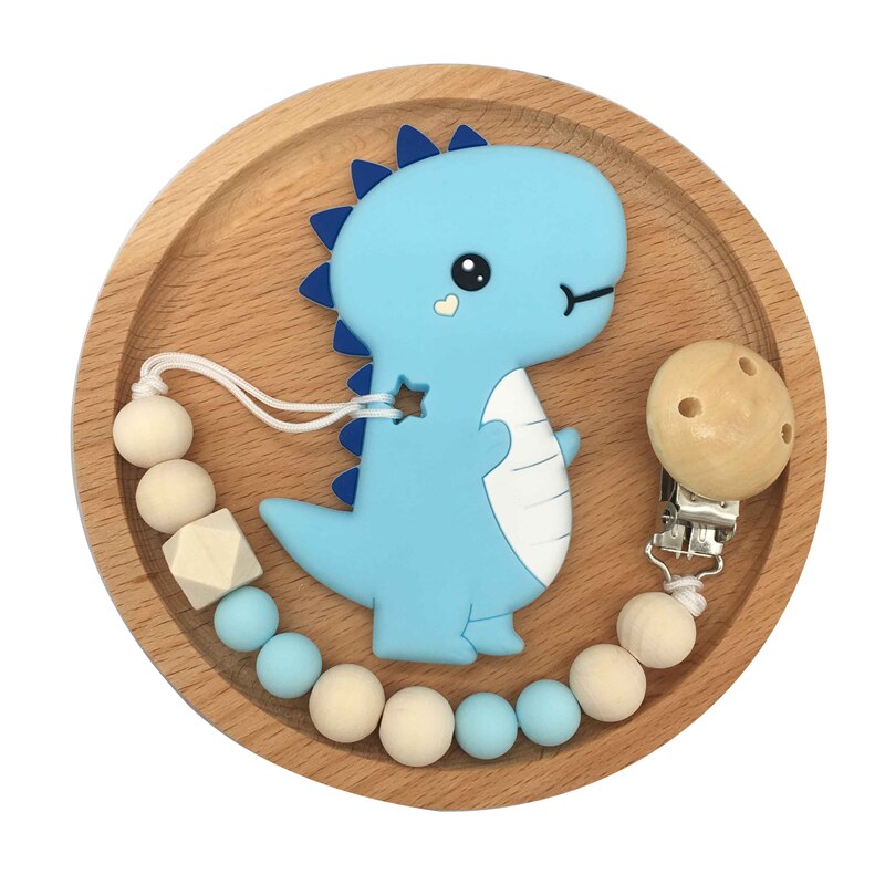 Baby Pacifier Clip & Chain Cartoon Dinosaur For Teething