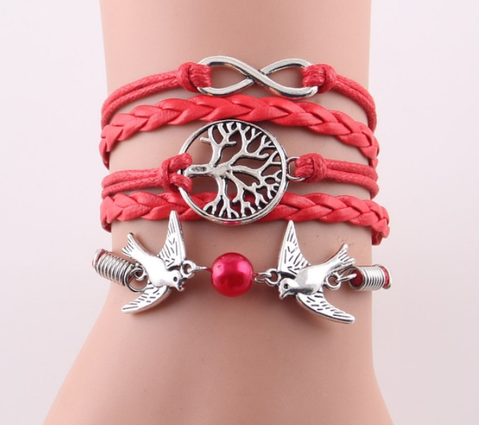 
            
                Load image into Gallery viewer, Infinity Tree with Birds Charm Bracelet
            
        