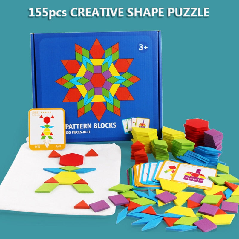 Kids Wooden 3D Jigsaw Puzzle (Geometric Shapes)