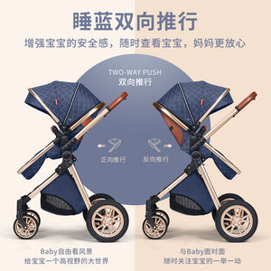High-view baby stroller can sit, lie down, light folding, two-way shock absorption, newborn baby stroller